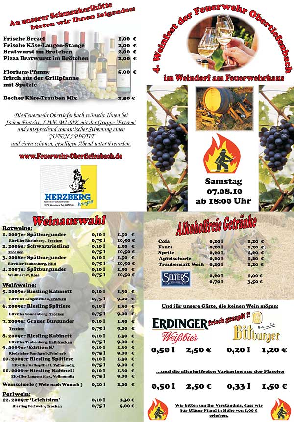 Weinfest der FF Obertiefenbach am 07.08.2010 ab 18.00 Uhr