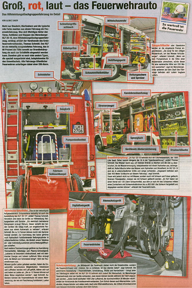 Inhalt eines Hilfeleistungslöschgruppenfahrzeug (HLF 20-16) (Artikel: Weilburger Tageblatt - Fotos: KFV Limburg-Weilburg) Inhalt eines Hilfeleistungslöschgruppenfahrzeug (HLF 20-16) (Artikel: Weilburger Tageblatt - Fotos: KFV Limburg-Weilburg) - Vergrößerung per Klick auf das Bild