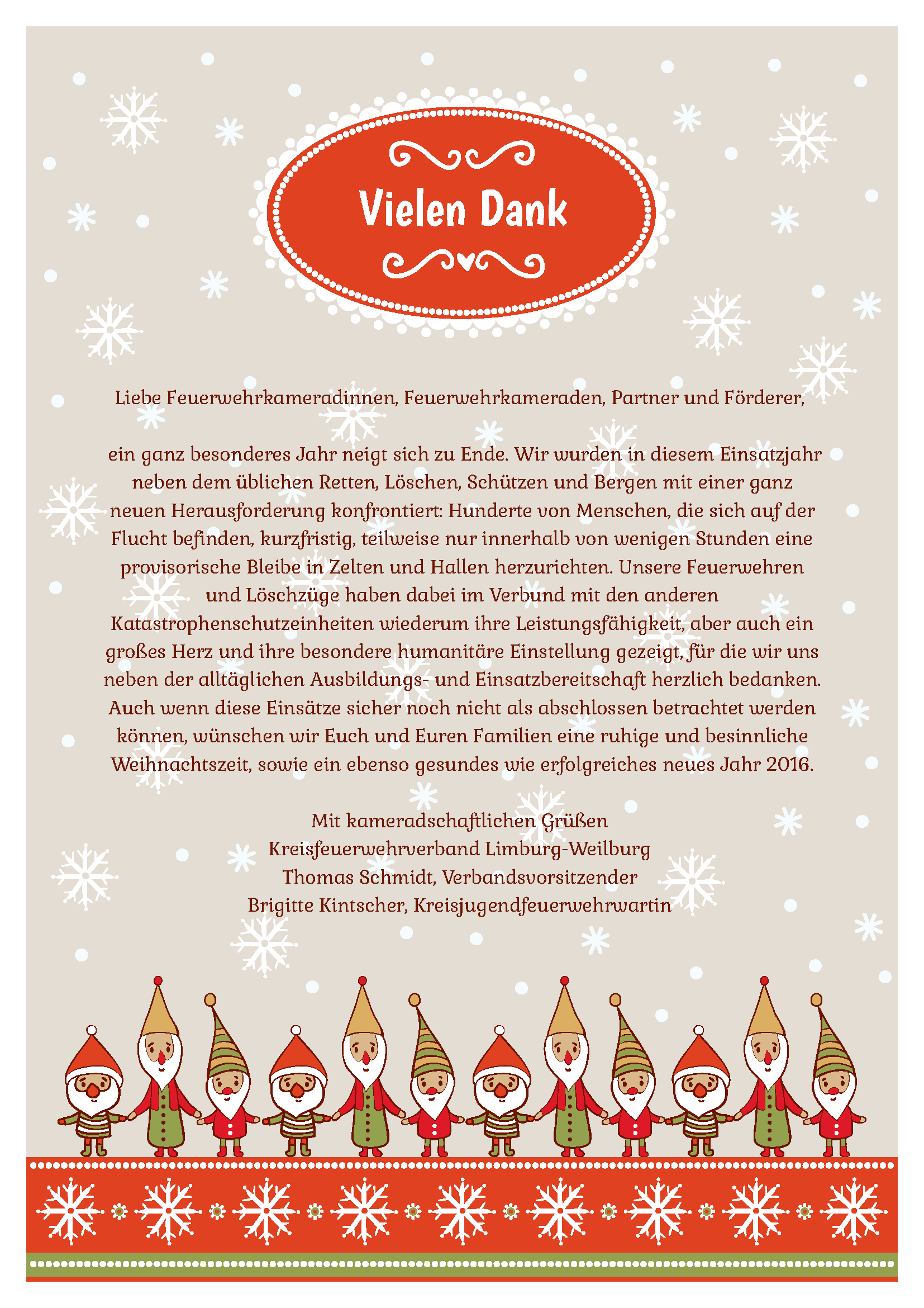 die Weihnachtsgrüße des Kreisfeuerwehrverbandes Limburg-Weilburg e.V. 