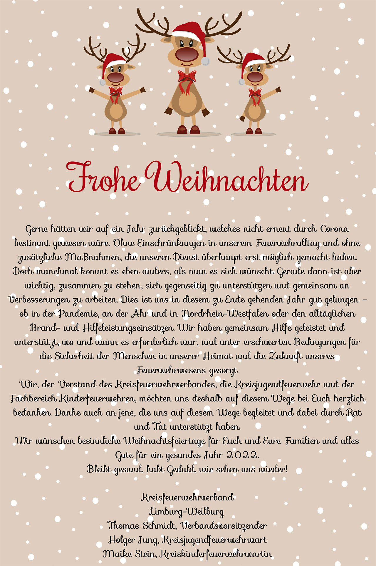 Weihnachtsgrüße des Kreisfeuerwehrverbandes Limburg-Weilburg