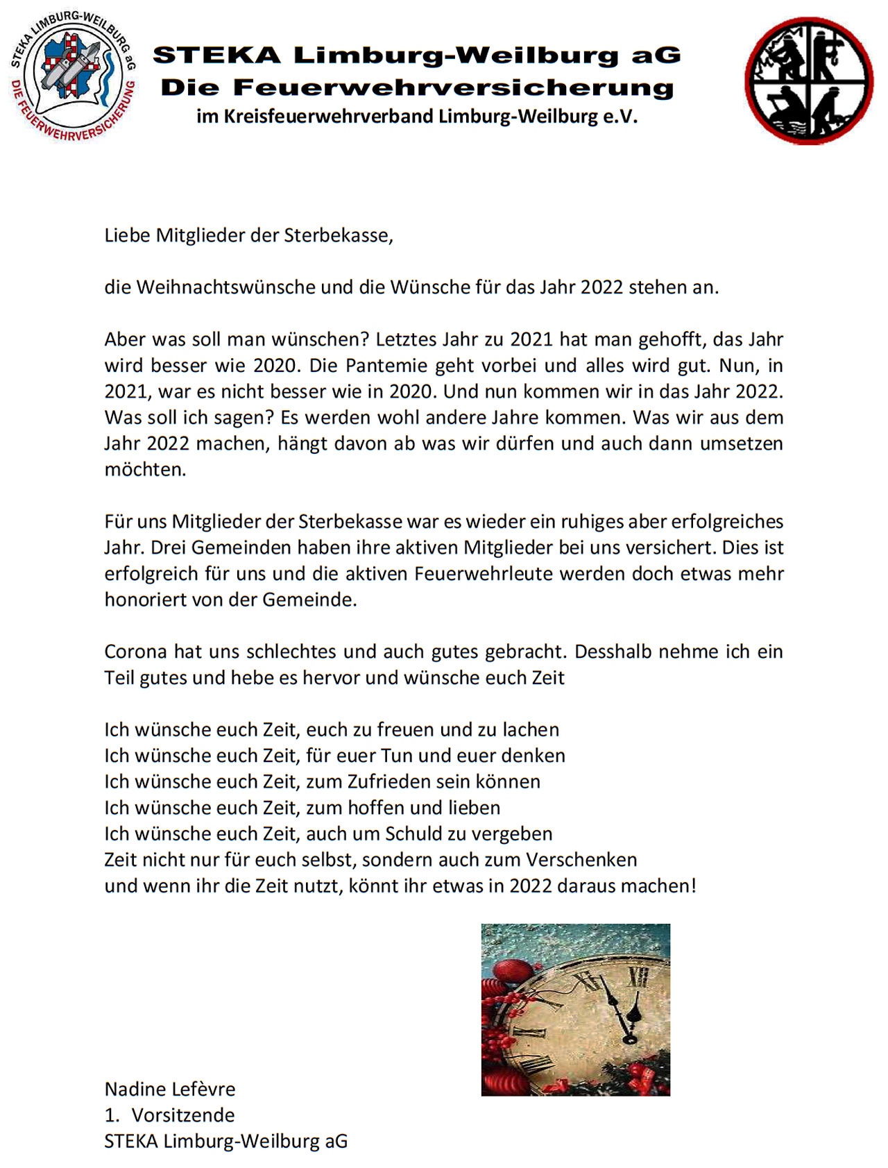 Weihnachtsgruß der STEKA