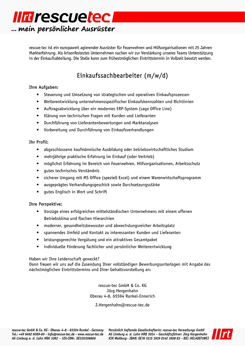 rescutec stellenausschreibung