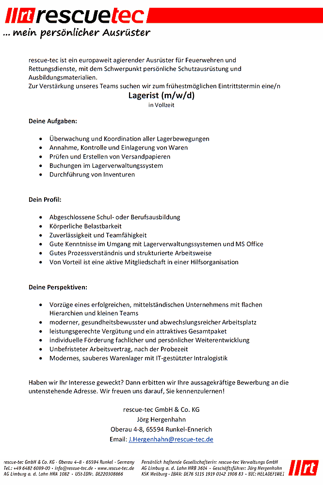 rescutec stellenausschreibung