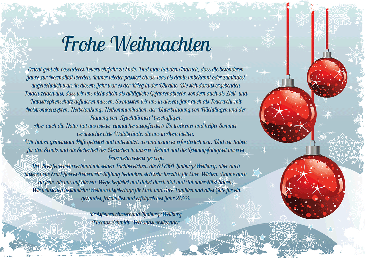 Weihnachtsgrüße des Kreisfeuerwehrverbandes Limburg-Weilburg