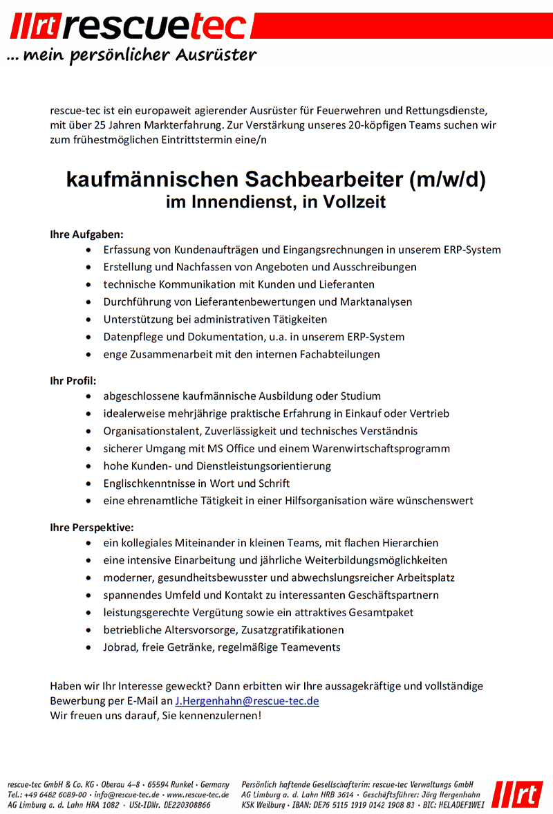 rescutec stellenausschreibung